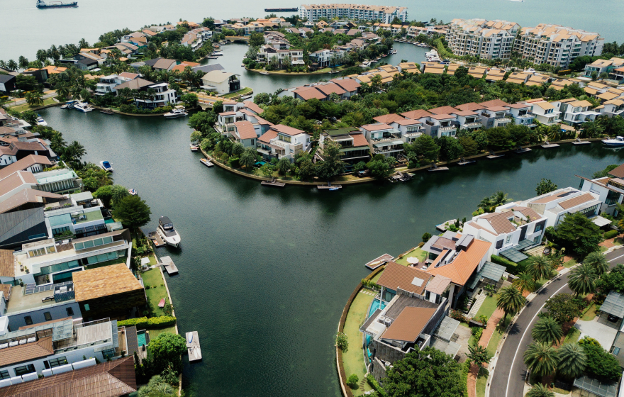 Homes situated on a canal